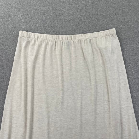 EILEEN FISHER Skirt Large Beige Stretch Jersey Knit Midi Pull On Oat Heather - Picture 11 of 12